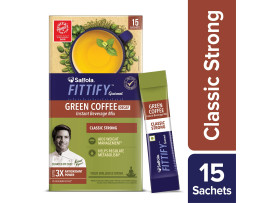Saffola FITTIFY Gourmet Green Coffee Instant Beverage Mix for Weight Management – 30g (Classic Strong, 15 Sachets)